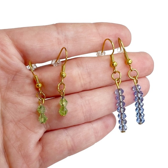 Lot of 8 Colorful Faceted Dangle Drop Pierced Earrings - Picture 7 of 9